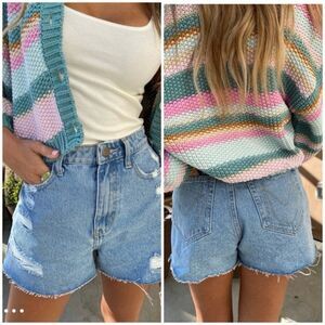 NWT Revolve Show Me Your MuMu Philly Pinch Waist Didtressed Jean Shorts Sz 26
